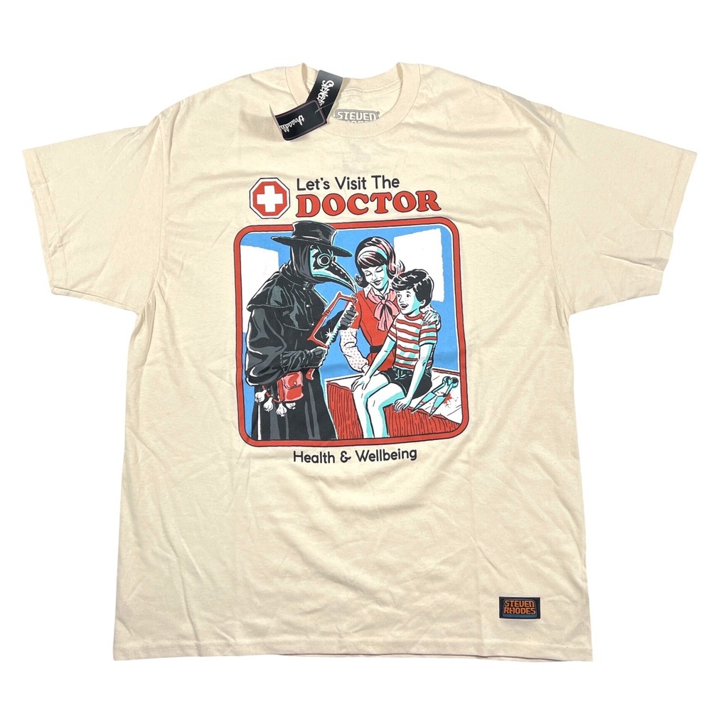 Steven Rhodes Lets Visit The Doctor Graphic Tee Plague Doctor XL Retro NWT FLAW